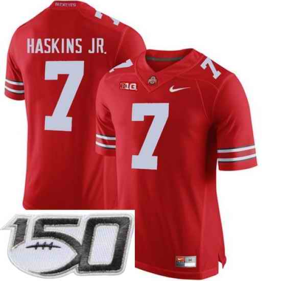 Ohio State Buckeyes 7 Dwayne Haskins Red College Football Stitched 150th Anniversary Patch Jersey